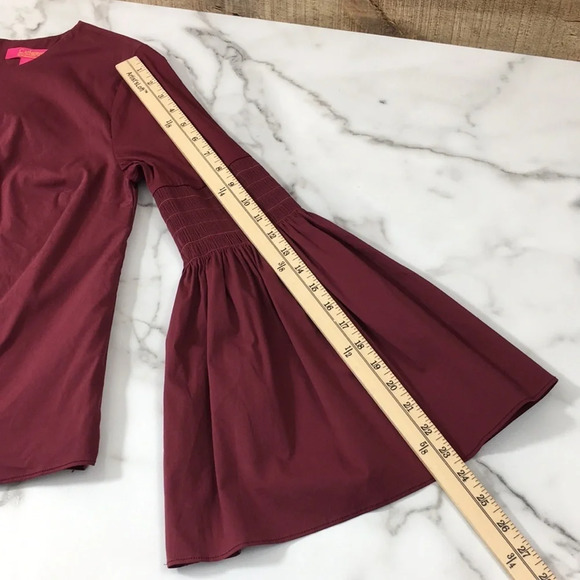 Catherine Malandrino Dark Red‎ Bell Sleeve Blouse Womens Small Zip Back - Picture 11 of 11